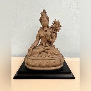 Kuan Yin Meditating Summit Statue Figurine Enlightenment Buddhist Deity